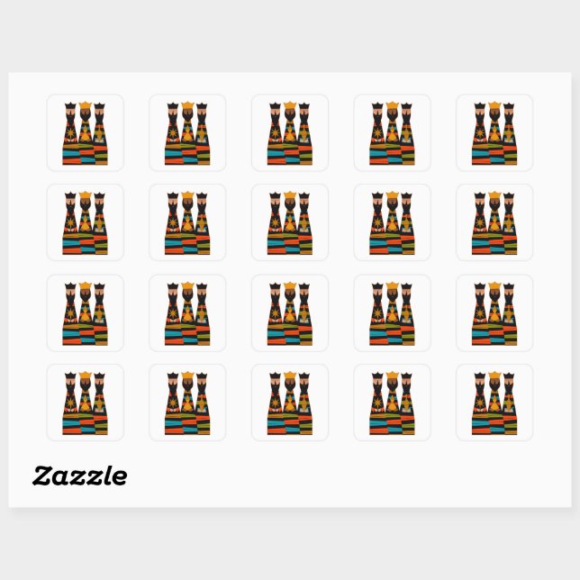 Sticker Carré Three Wise Men Modern Mid-Century (Feuille)