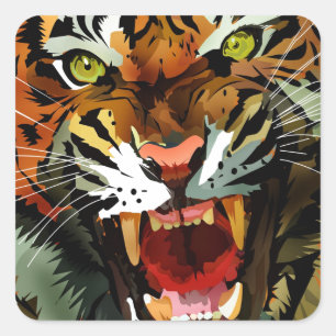 Sticker Carré Tiger