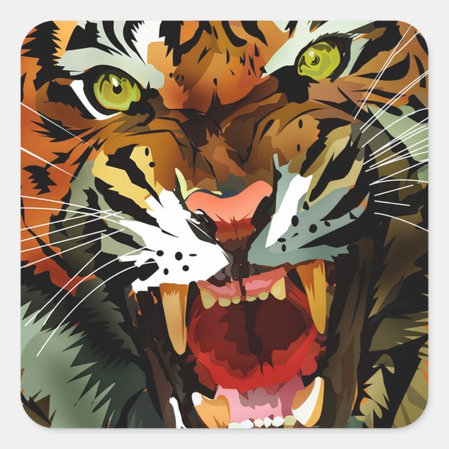 Sticker Carré Tiger (Devant)