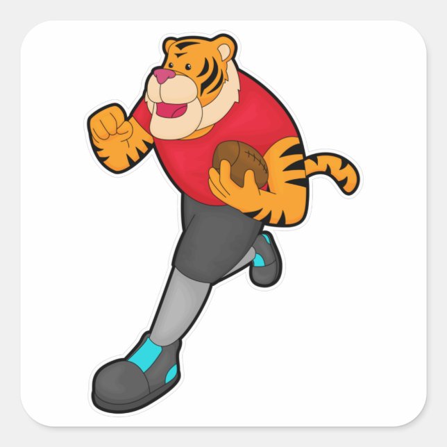 Sticker Carré Tiger comme joueur de football avec football (Devant)