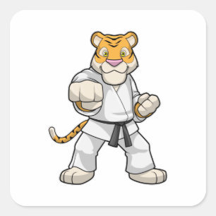 Sticker Carré Tiger dans les arts martiaux Karate