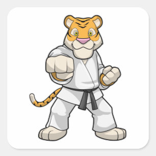 Sticker Carré Tiger dans les arts martiaux Karate