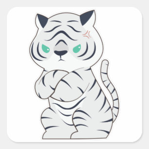 Sticker Carré Tiger en colère