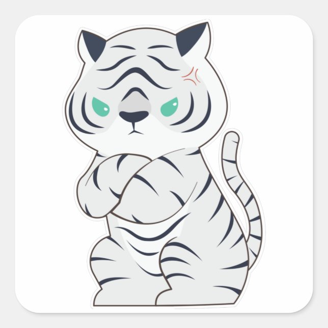 Sticker Carré Tiger en colère (Devant)