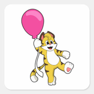 Sticker Carré Tigre avec ballon