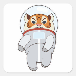 Sticker Carré Tigre comme costume Spaceman