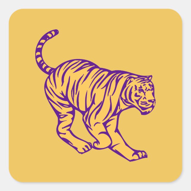 Sticker Carré Tigre de chat sauvage à rayures violettes (Devant)