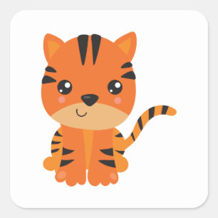 Sticker Carré Tigre mignon