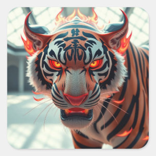 Sticker Carré Tigre Sauvage