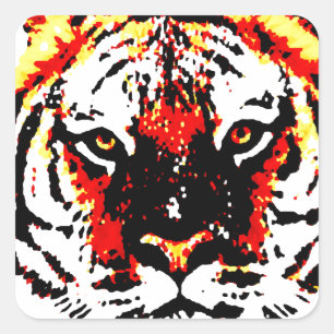 Sticker Carré Tigre sauvage