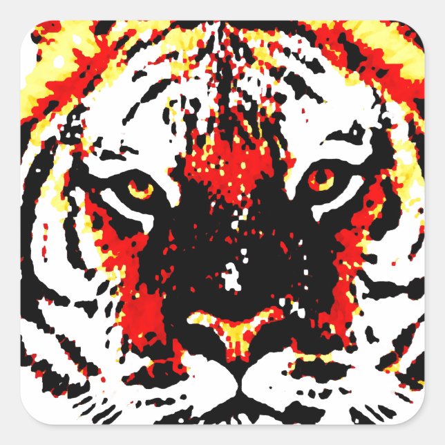 Sticker Carré Tigre sauvage (Devant)