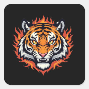 Sticker Carré Tigre silencieux – Précision et Puissance