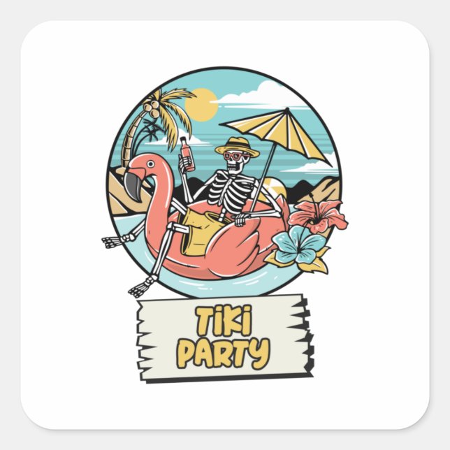 Sticker Carré Tiki (Devant)