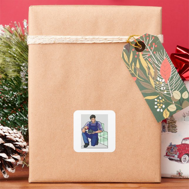 Sticker Carré Tiler au travail (Créateur téléchargé)