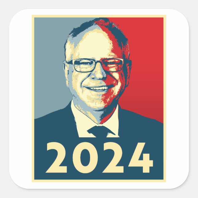 Sticker Carré Tim Walz 2024 (Devant)