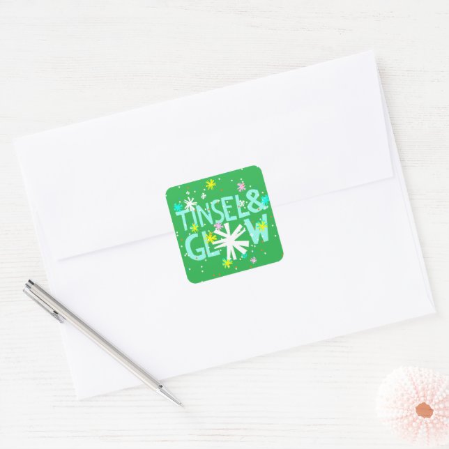 Sticker Carré Tinsel & Glow (Enveloppe)