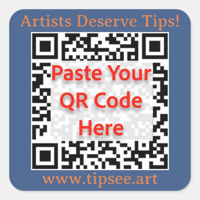 Sticker Carré TipSee Member Custom QR sticker, blue background,  (Devant)