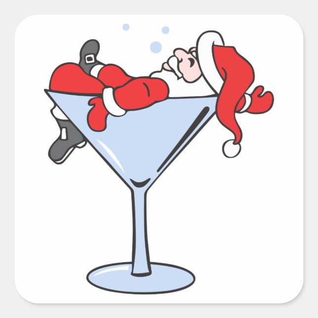 Sticker Carré Tipsy Père Noël (Devant)