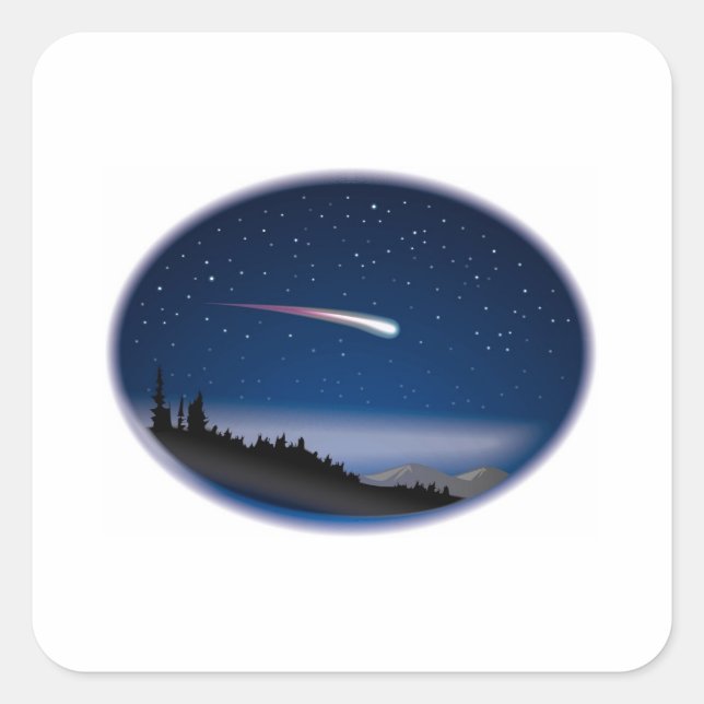Sticker Carré Tir une étoile sur le paysage nocturne (Devant)