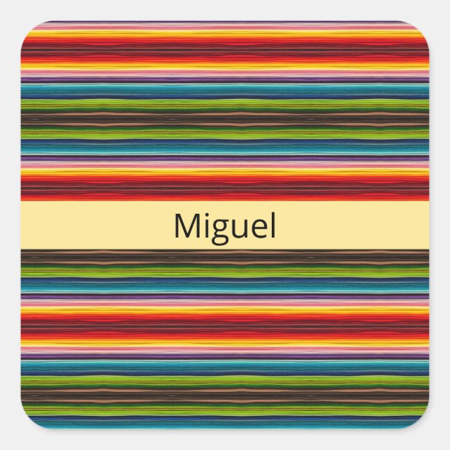 Sticker Carré Tissu psychédélique motif mexicain (Devant)