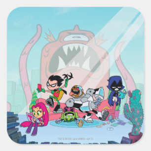Sticker Carré Titans Ados, allez !   Approches de monstres entre