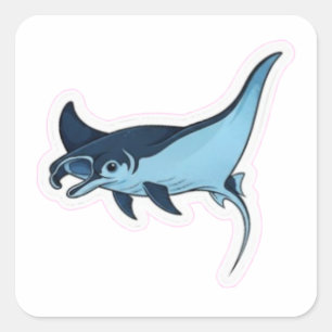 Sticker Carré Titre) : Manta Ray Majestueux Nusa Penida Bali Oc