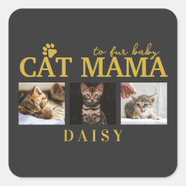 Sticker Carré to fur baby cat mama pet customized photo collage