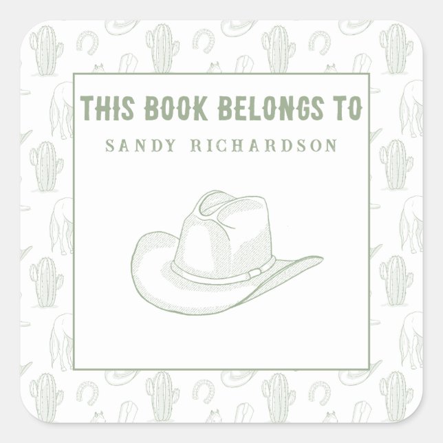 Sticker Carré Toile de Jouy Green Cowboy - Boite (Devant)