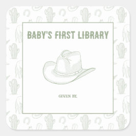 Sticker Carré Toile de Jouy Green Cowboy - PREMIÈRE BIBLIOTHÈQUE