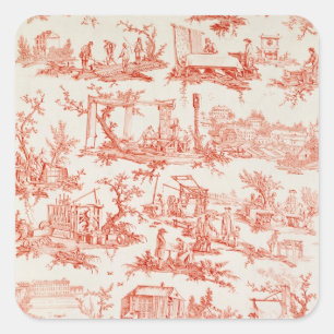 Sticker Carré Toile de Jouy, illustrant les processus du manuf