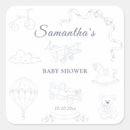 Sticker Carré Toile de Jouy Nursery Baby Shower