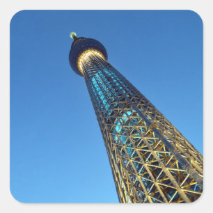Sticker Carré Tokyo Skytree bleu cool : Japon
