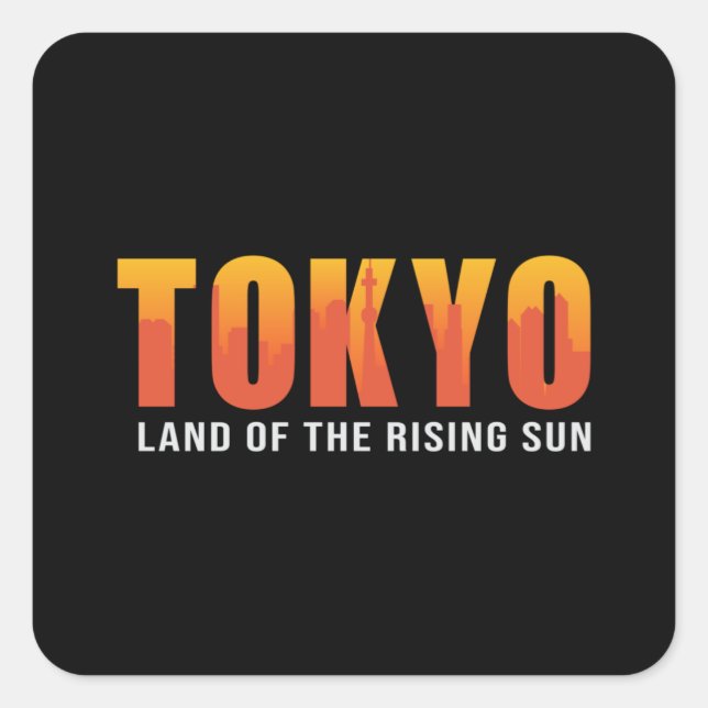 Sticker Carré Tokyo Ville de Japon Ville Skyline Drôle cadeau (Devant)