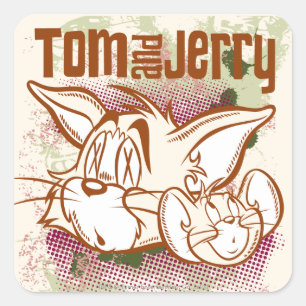 Sticker Carré Tom and Jerry Brown and Green