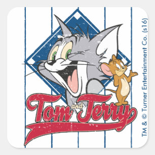 Sticker Carré Tom et Jerry   Tom et Jerry sur le diamant de
