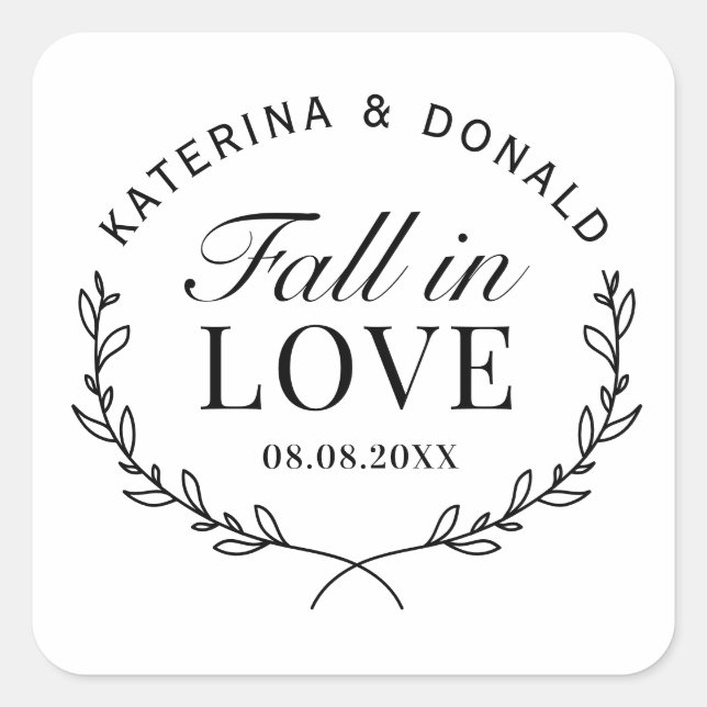 Sticker Carré Tombe en amour Fête des mariées d'automne Mariage  (Devant)