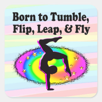 STICKER CARRÉ TOMBER ET FLIPPER GYMNAST FILLE