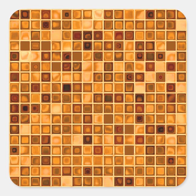 Sticker Carré Tons De Rouille Orange "Aquarelle" Mosaïque Carrel (Devant)