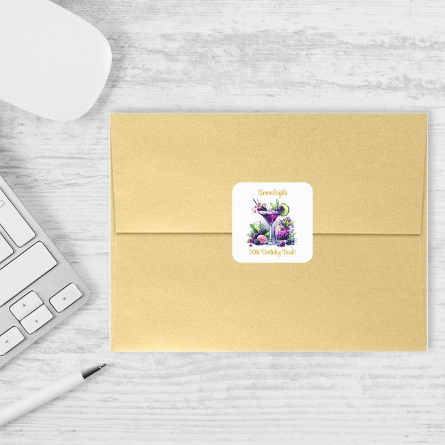 Sticker Carré Tons de violet : Un Bassin d'Anniversaire Bleu-Vio (Créateur téléchargé)