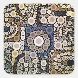Sticker Carré Tons Terre Cercles Concentrés Mosaïque Motif