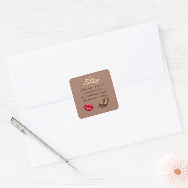 Sticker Carré Too Glam To Care – Chic Quote (Enveloppe)