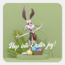 Toon Rabbit debout près des oeufs de Pâques