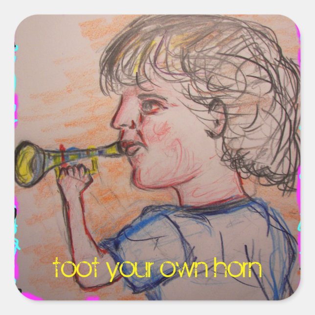 Sticker Carré toot your own horn (Devant)