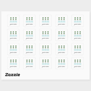 Sticker Carré Topiaries Blue Planter Box