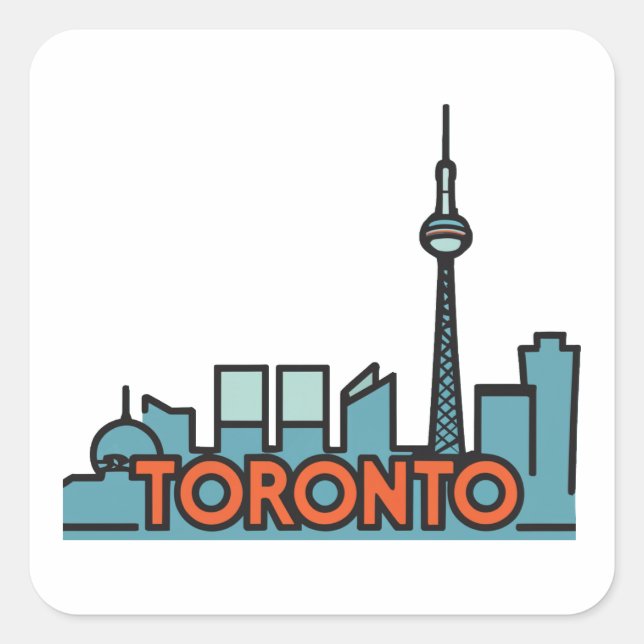Sticker Carré Toronto Canada Skyline (Devant)