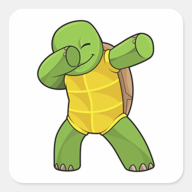 Sticker Carré Tortue à Hip hop Dance Dab (Devant)