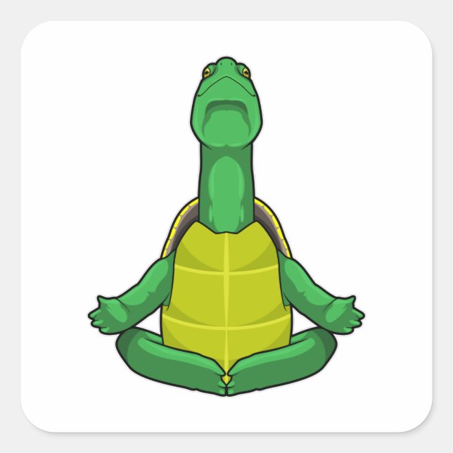 Sticker Carré Tortue à la méditation de Yoga (Devant)