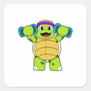 Sticker Carré Tortue à l'effort entraînement et cloches