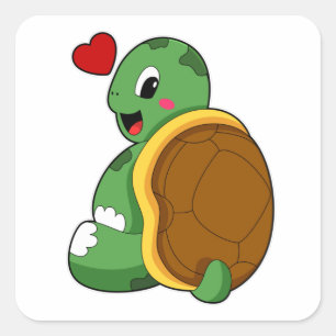 Sticker Carré Tortue au coeur