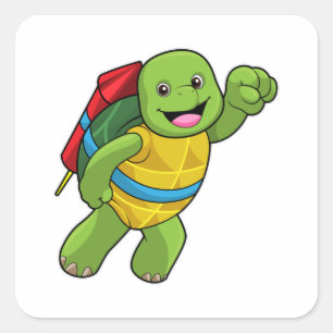 Sticker Carré Tortue au volant avec fusée